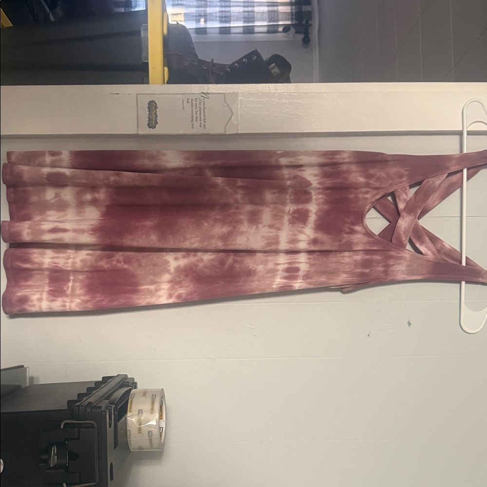 American Eagle Outfitters Maroon Tie-Dye Backless Dress